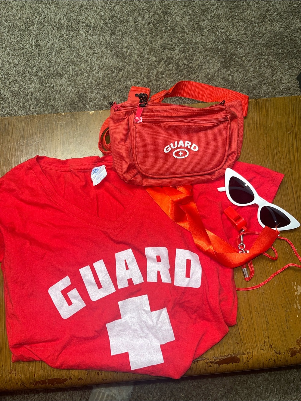 Kids Red Lifeguard Fanny Pack and T-Shirt Set- great costume